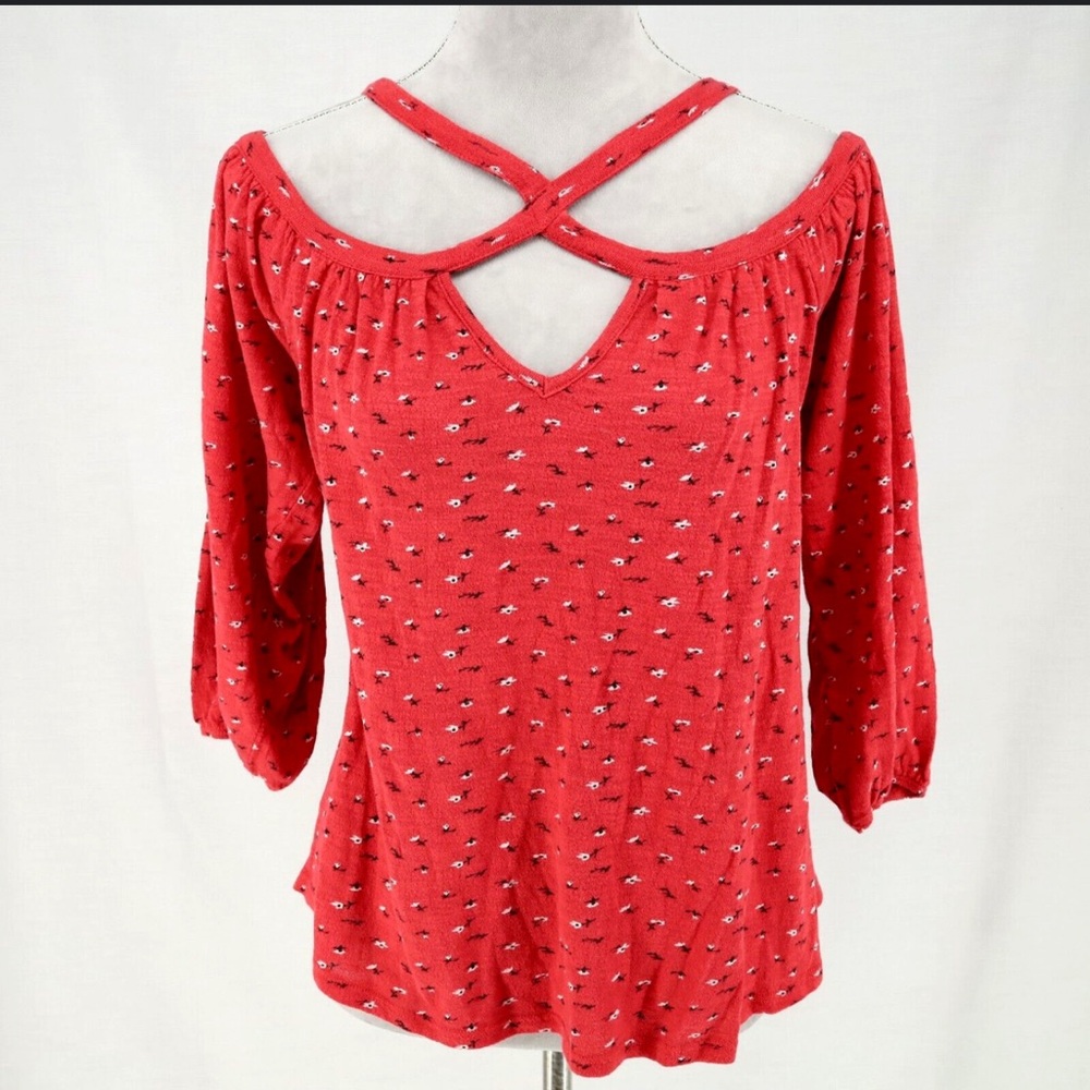 Lucky Brand Ditsy Off Shoulder Floral Peasant Top